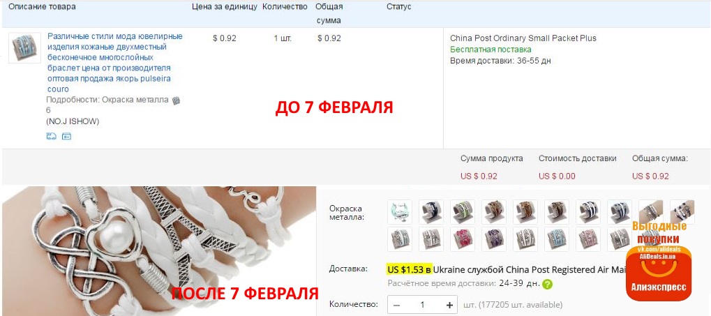 Алиэкспресс отменяет бесплатную доставку